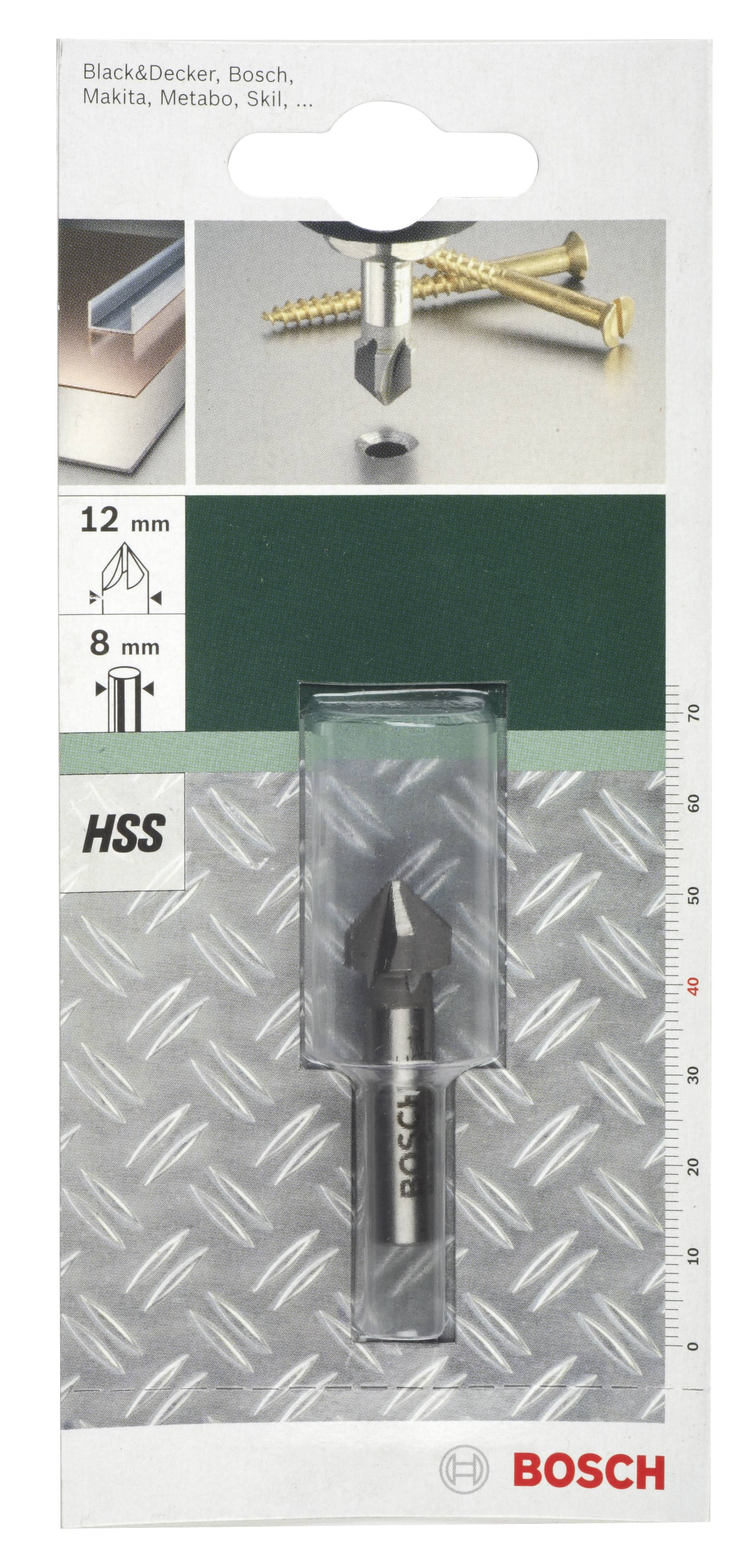 Bosch HSS Kegelsenker 12 mm, für Metallbohren. Geeignet für Black&Decker, Bosch, Makita, Metabo, Skil. 8 mm Schaftdurchmesser.