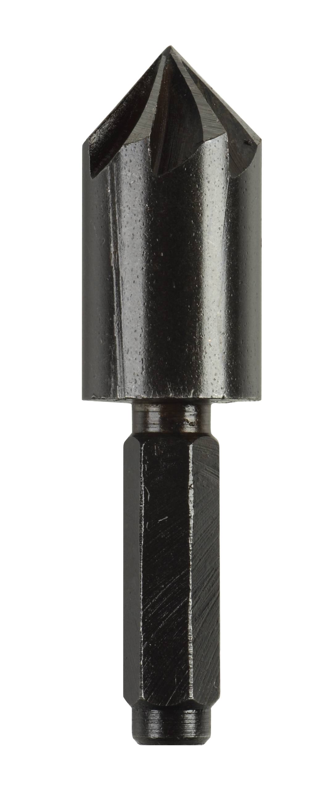 Kegelsenker-Bohrer aus Metall mit sechseckigem Schaft, geeignet zum Entgraten und Ansenken von Holz und Metall.