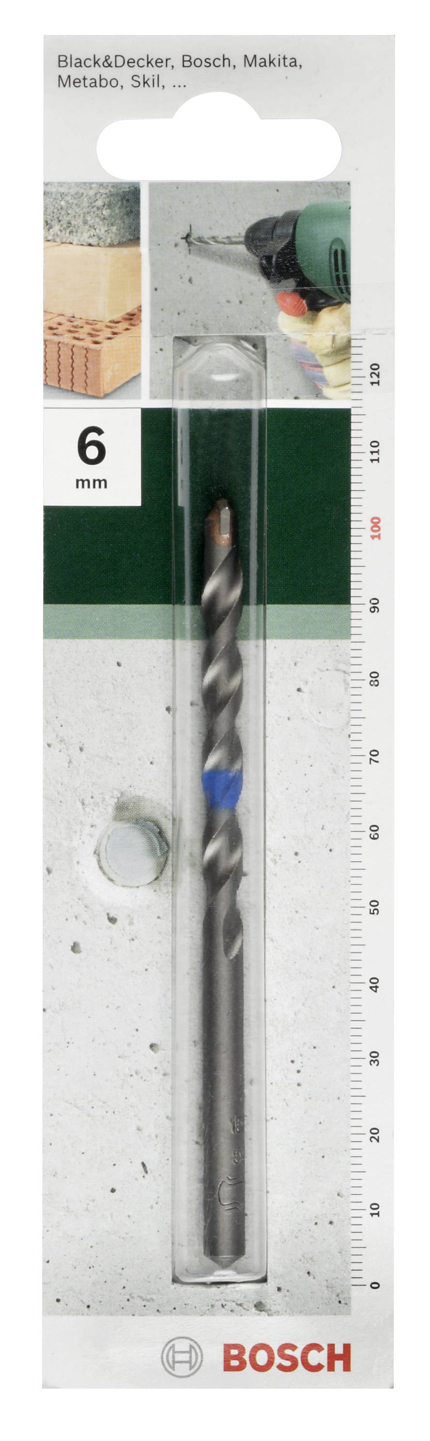 BOSCH 6 mm Bohrer für Beton und Mauerwerk, geeignet für Bohrmaschinen von Black&Decker, Bosch, Makita, Metabo, Skil.