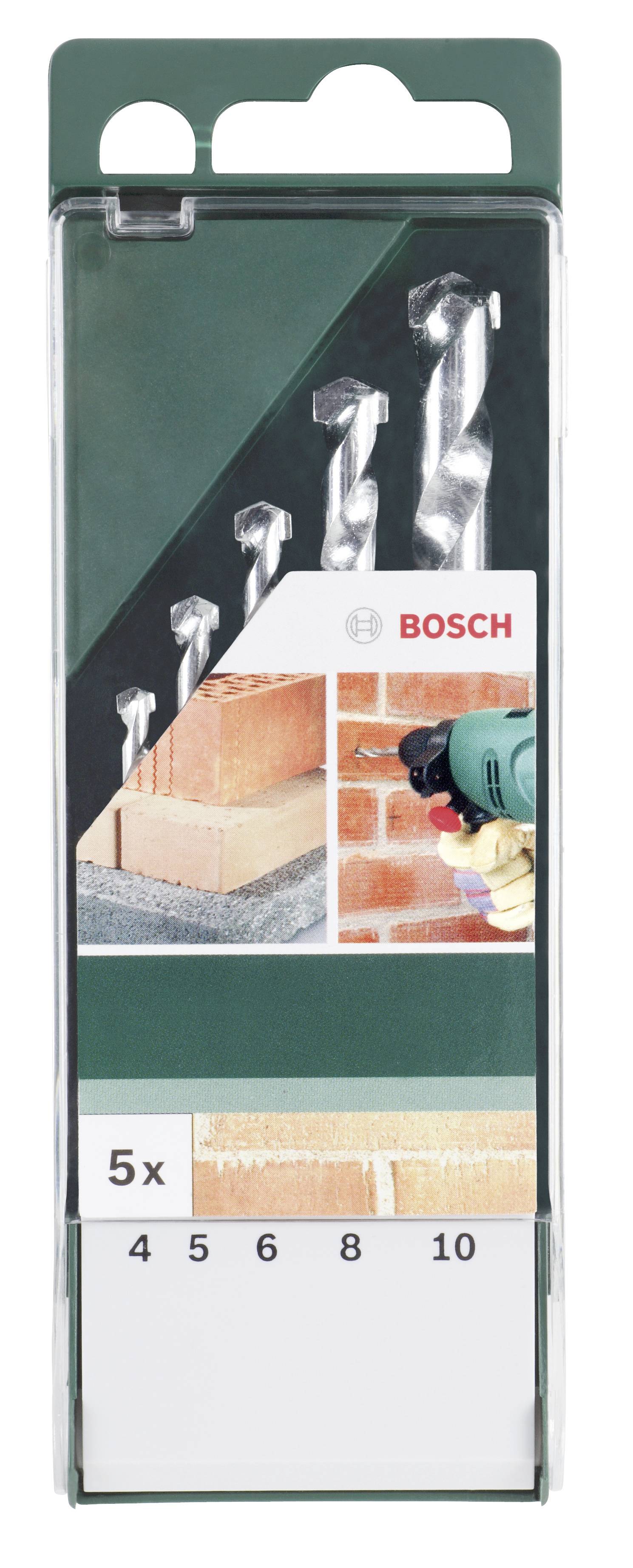 'Bosch' Bohrer-Set mit fünf Betonbohrern in verschiedenen Größen: 4, 5, 6, 8, 10 mm. Geeignet für Mauerwerk und Beton.