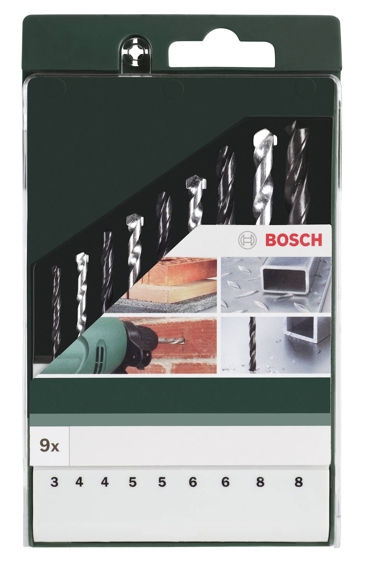 Bosch Bohrer-Set, 9-teilig, umfasst unterschiedliche Bohrgrößen. Geeignet für Beton, Stein und ähnliche Materialien.