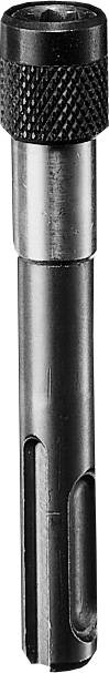 Metallischer Bohradapter mit gerändeltem Griff und länglichem Schaft, für SDS-Bohrmaschinen geeignet.
