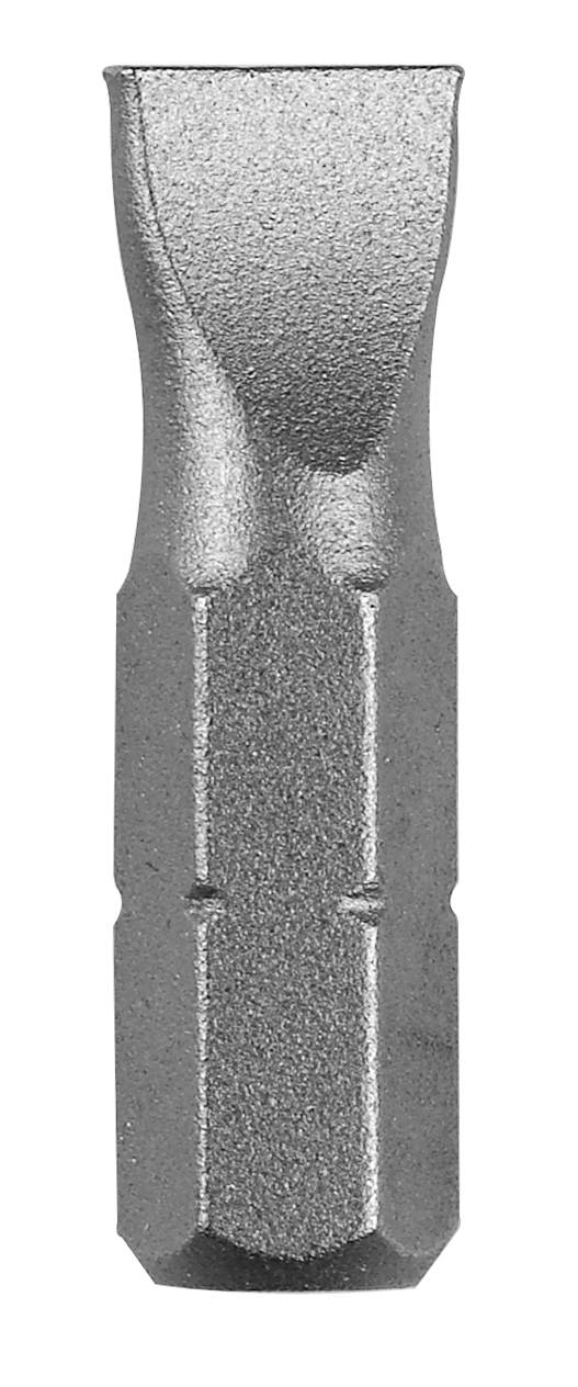 Metallischer Werkzeugaufsatz mit sechseckiger Basis und flacher Spitze, wahrscheinlich ein Schraubendrehereinsatz für spezielle Schrauben.