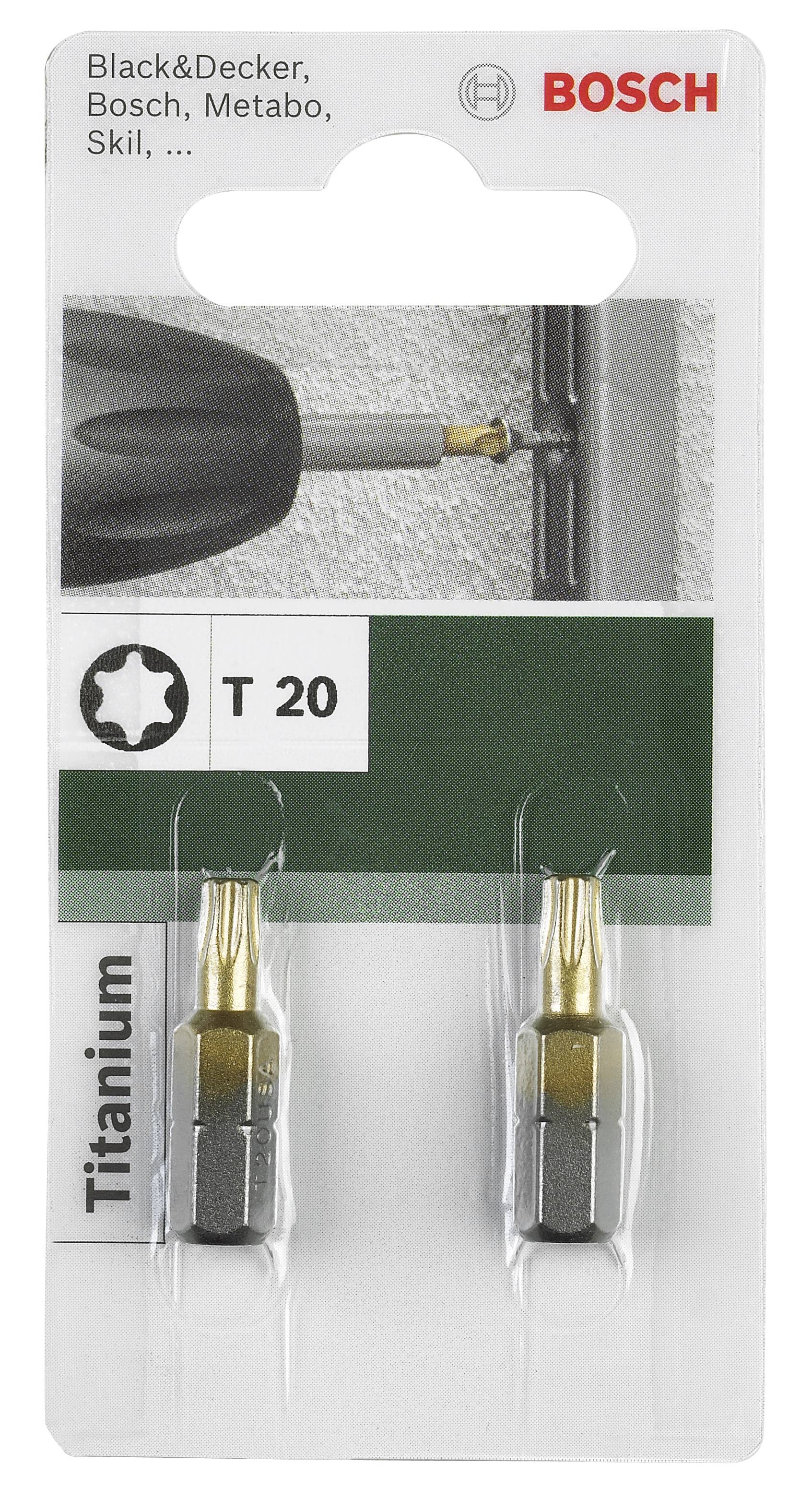 Bosch Accessories 2609255942 Sechsrund-Bit T 20 TiN C 6.3 2St.