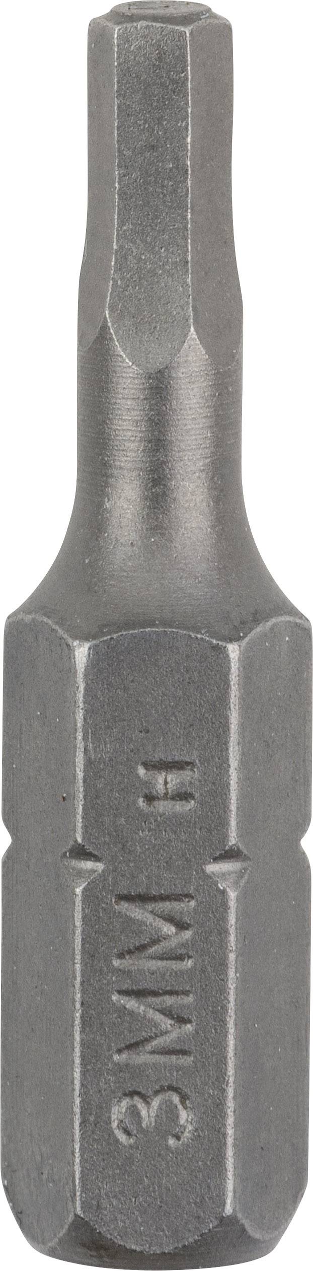Ein silberner, sechseckiger Schraubendreher-Bit mit der Gravur '3MM'.