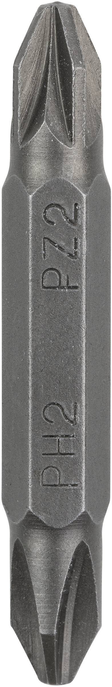 Doppelend-Bit mit zwei Kreuzschlitzprofilen, auf dem 'PH2' und 'PZ2' eingraviert sind.