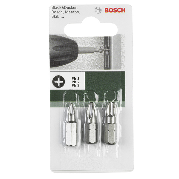 Bosch Accessories 2609255967 Kreuzschlitz-Bit PZ 1, PZ 2, PZ 3 extra hart D 6.3 3St.