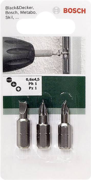 Bosch Accessories 2609255973 Bit-Set 3teilig Schlitz, Kreuzschlitz Phillips, Kreuzschlitz Pozidriv