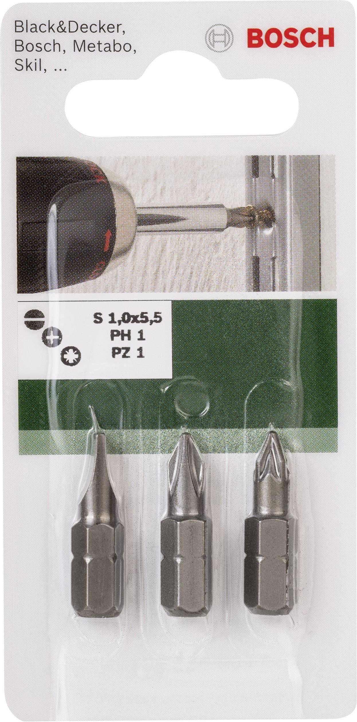 Bosch Accessories 2609255974 Bit-Set 3teilig Schlitz, Kreuzschlitz Phillips, Kreuzschlitz Pozidriv