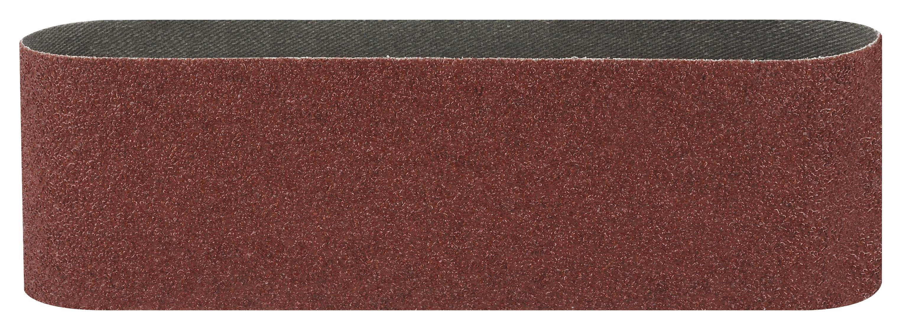 Schleifband in roter Farbe, rechteckig und angeraut, für elektrische Schleifgeräte geeignet.