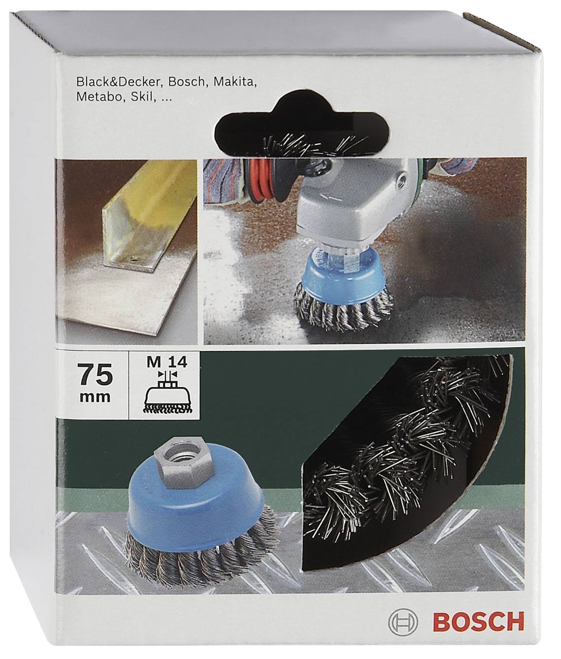 Bosch Accessories Topfbürste für Winkel- und Geradschleifer – Gewellter Draht, vermessingt, 75mm D= 75mm 2609256503 1St.