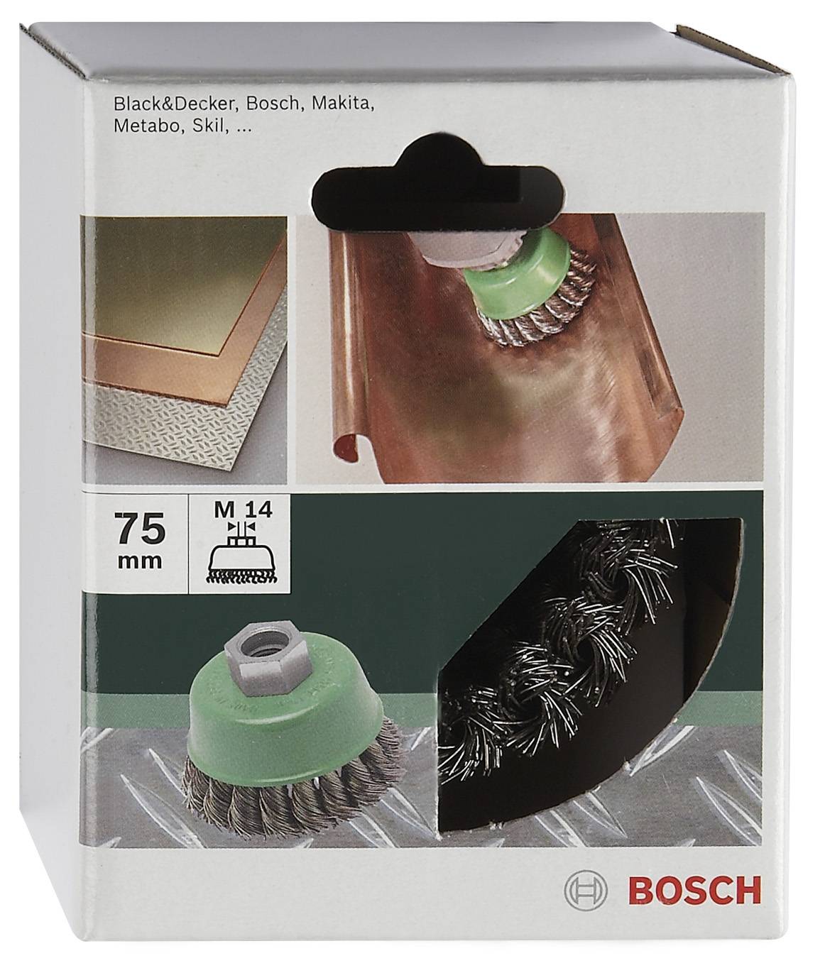 Bosch Accessories Topfbürste für Winkel- und Geradschleifer – Gezopfter Draht, rostfrei, 75mm D= 75mm 2609256504 1St.