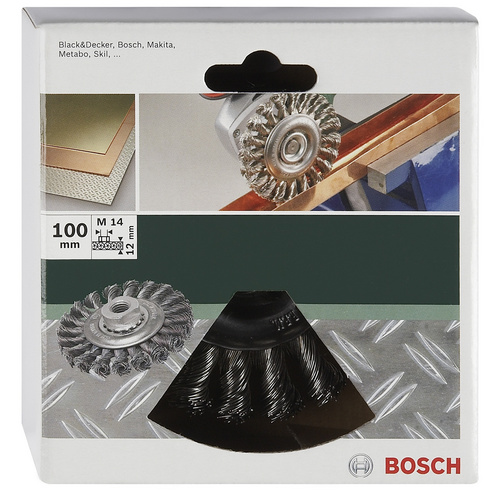 Bosch Accessories Scheibenbürste für Winkel- und Geradschleifer – Gezopfter Draht, rostfrei, 100mm D= 100mm 2609256509 1St.
