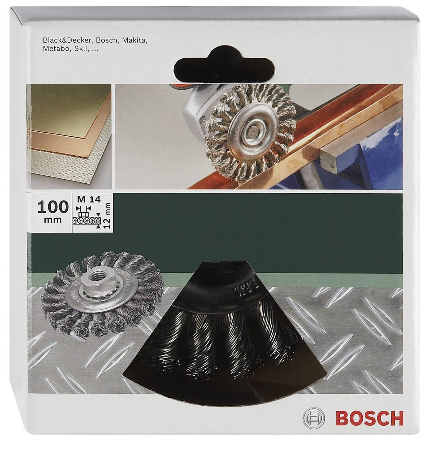 Bosch Accessories Scheibenbürste für Winkel- und Geradschleifer – Gezopfter Draht, rostfrei, 100mm D= 100mm 2609256509 1St.