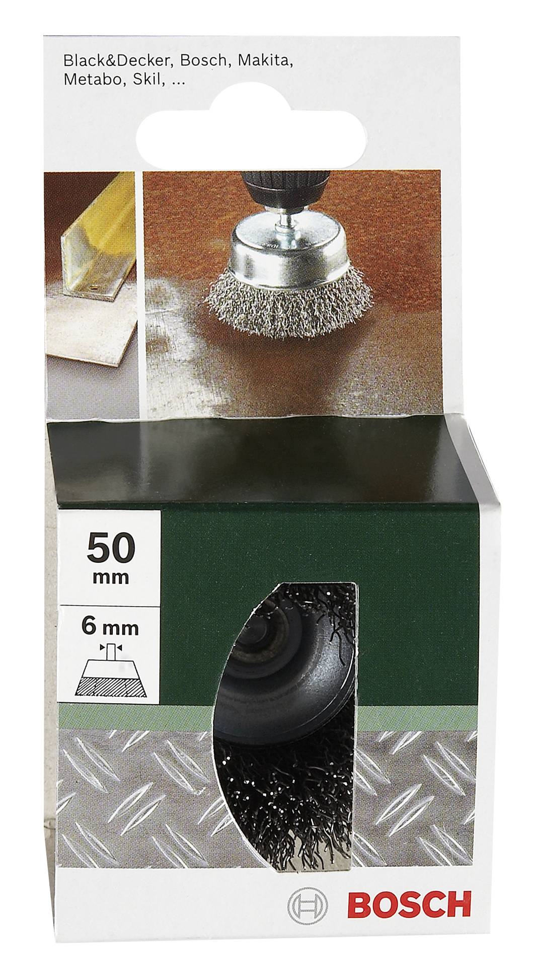 Bosch Accessories Topfbürsten für Bohrmaschinen – Gewellter Draht, 50mm Durchmesser = 50mm Schaft-Ø 6mm 2609256515