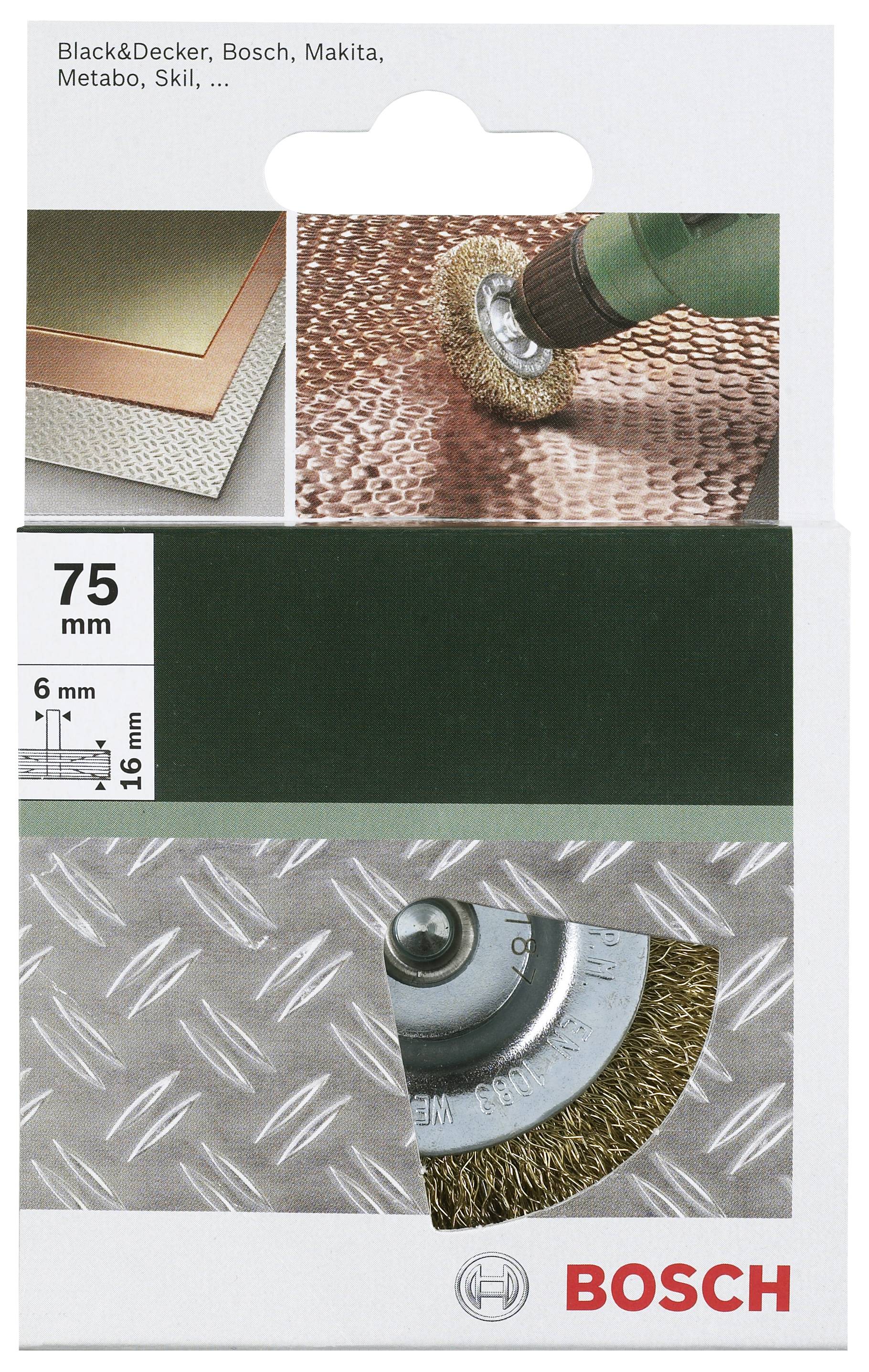 Bosch Accessories Scheibenbürsten für Bohrmaschinen – Gewellter Draht, vermessingt, 75 mm D= 75 m