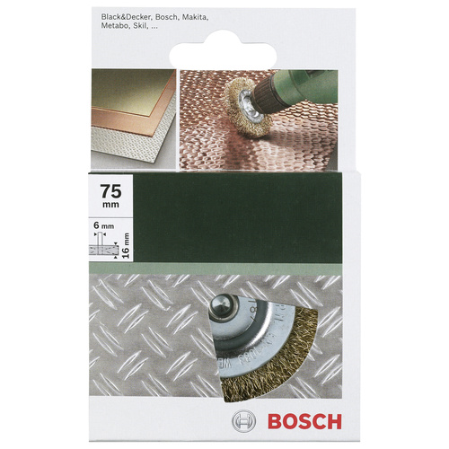 Bosch Accessories Scheibenbürsten für Bohrmaschinen – Gewellter Draht, vermessingt, 75mm D= 75 mm, Breite= 16mm Schaft-Ø 6mm