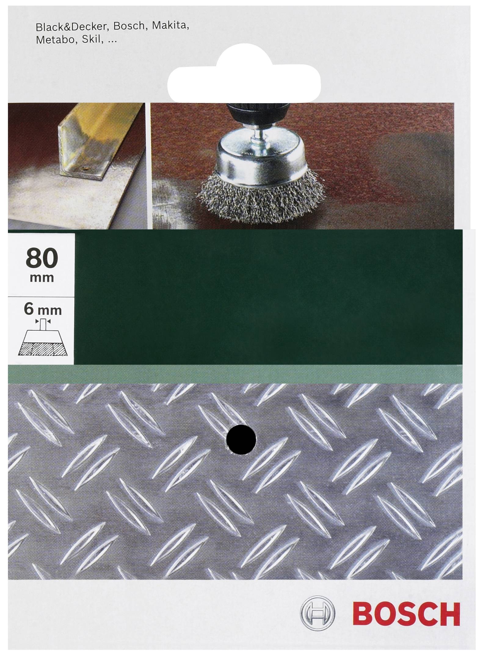 Bosch Accessories Topfbürsten für Bohrmaschinen – Gewellter Draht, 80mm Durchmesser = 80mm Schaft-Ø 6mm 2609256520 1St.