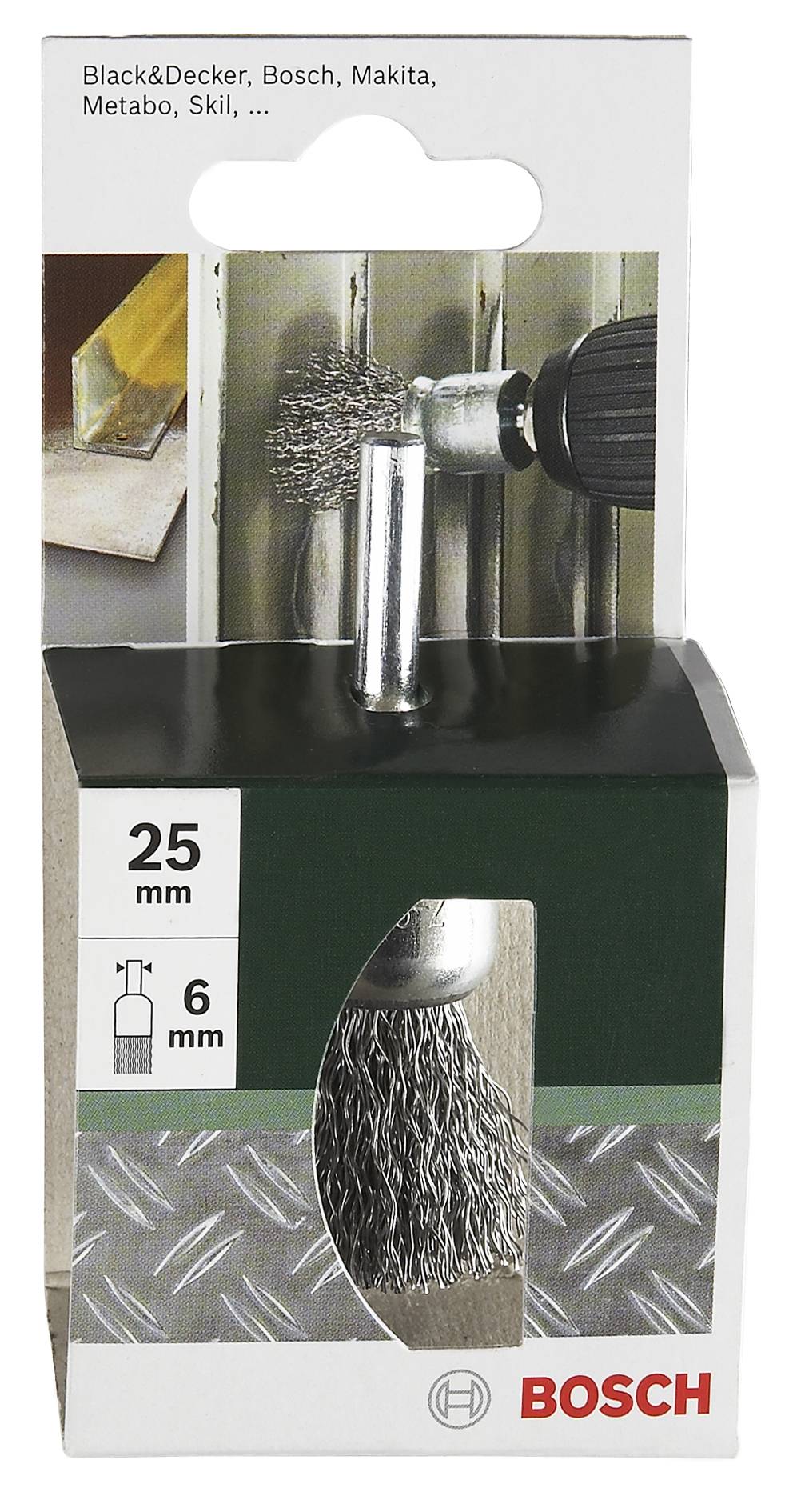 Bosch Accessories Pinselbürste für Bohrmaschinen – Gewellter Draht, 25mm Durchmesser = 25mm Schaft-Ø 6mm 2609256538 1St.