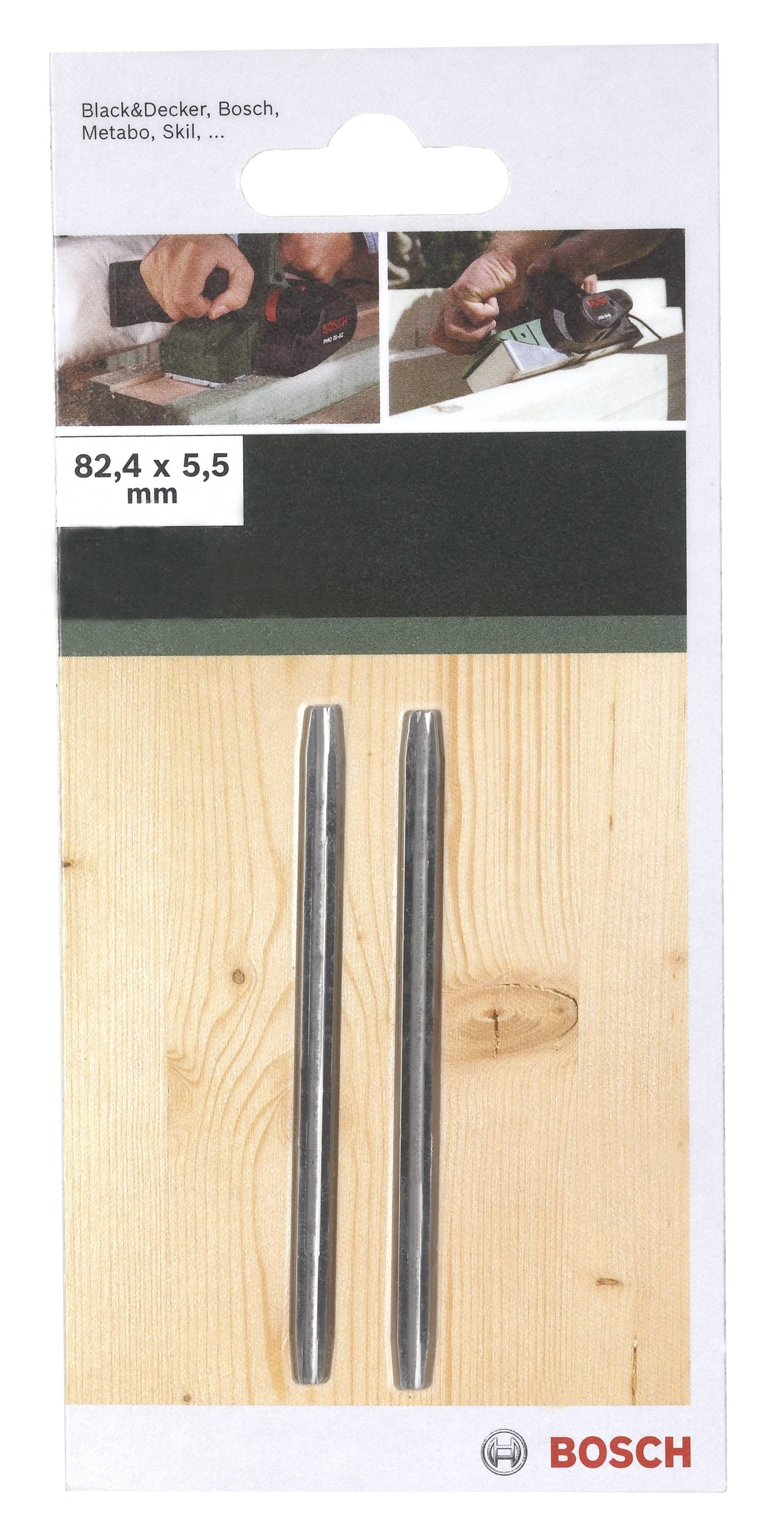 Bosch Accessories Hobelmesser Produktabmessung, Länge: 82.4mm Produktabmessung, Breite: 5.5mm 2609256648 2St.