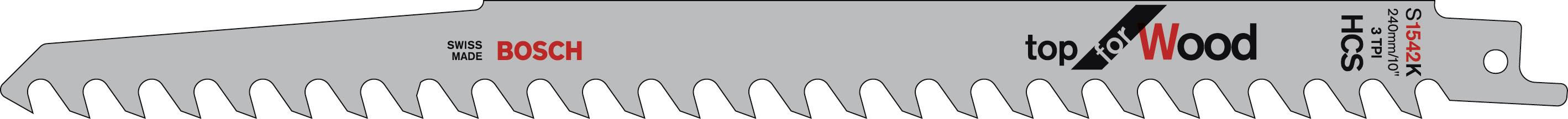 Bosch Accessories 2609256703 Säbelsägeblatt HCS, S 1542 K Top for Wood Sägeblatt-Länge 240mm 2St.