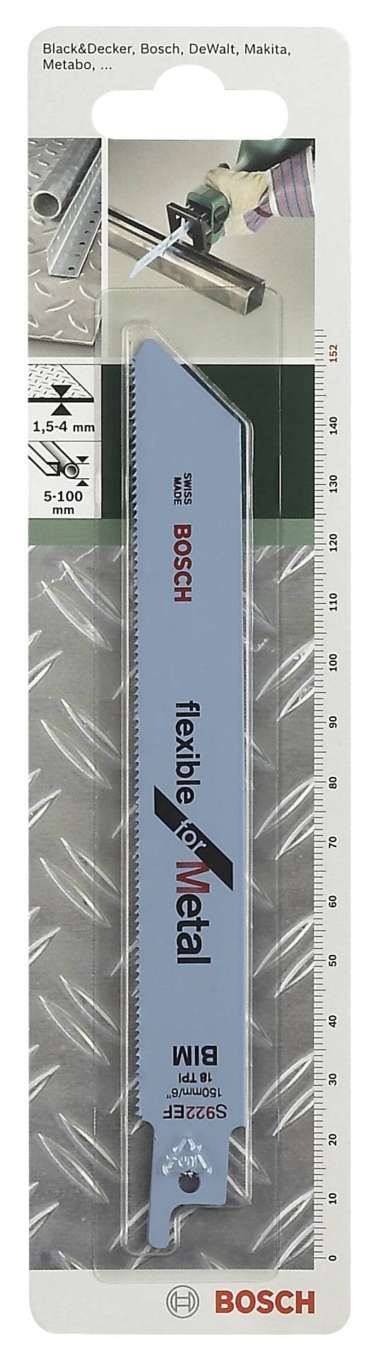 Bosch Accessories 2609256706 Säbelsägeblatt Bimetall, S 922 EF Flexible for Metal Sägeblatt-Länge 152mm 2St.