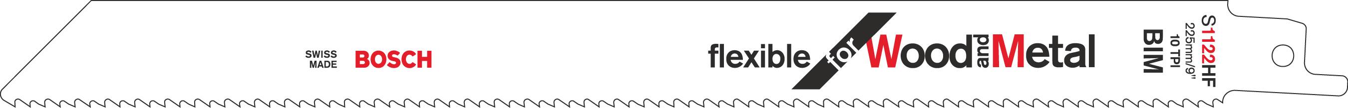 Bosch Accessories 2609256709 Säbelsägeblatt Bimetall, S 1122 HF Flexible for Wood and Metal Sägeblatt-Länge 228mm 2St.