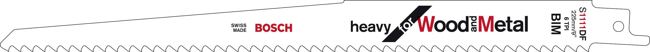 Bosch Accessories 2609256712 Säbelsägeblatt Bimetall, S 1111 DF Heavy for Wood and Metal Sägeblatt-Länge 228mm 2St.