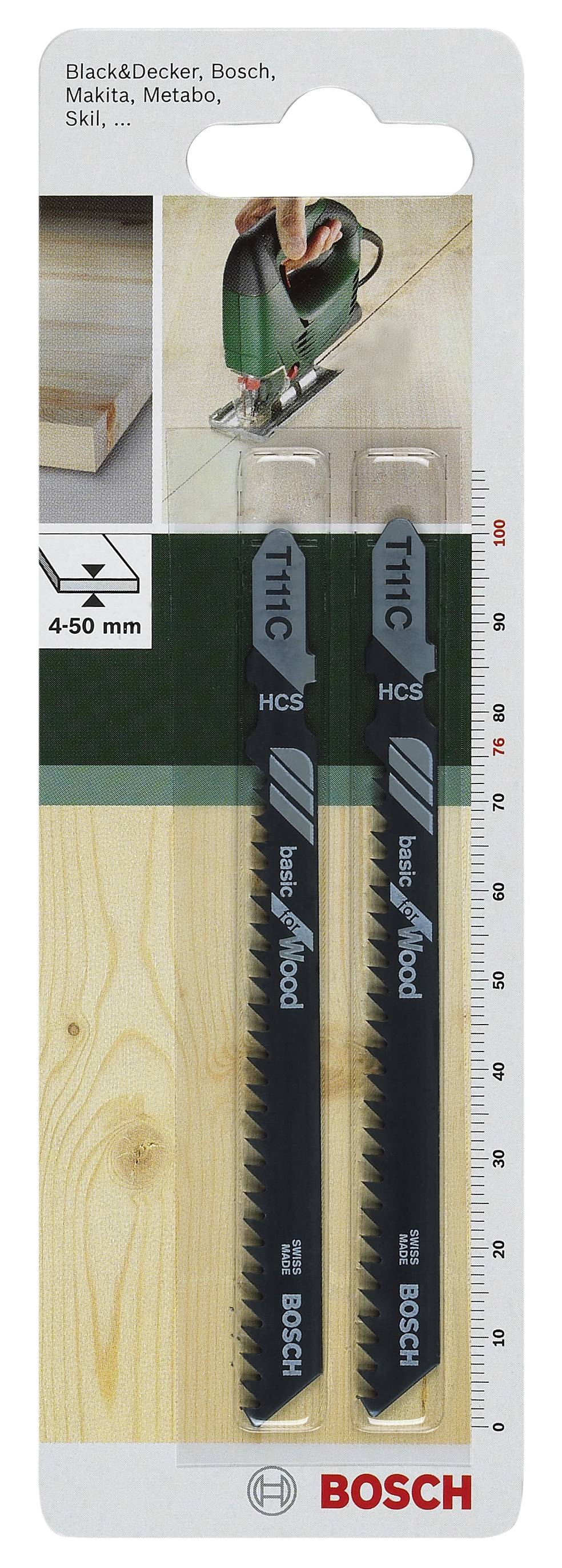 Bosch Accessories 2609256716 Stichsägeblatt HCS, T 111 C Basic for Wood 2 St.