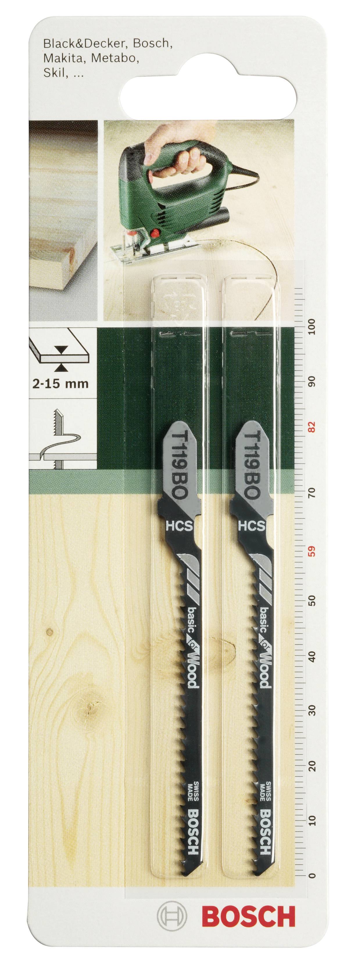 Bosch Accessories 2609256717 Stichsägeblatt HCS, T 119 BO Basic for Wood 2St.