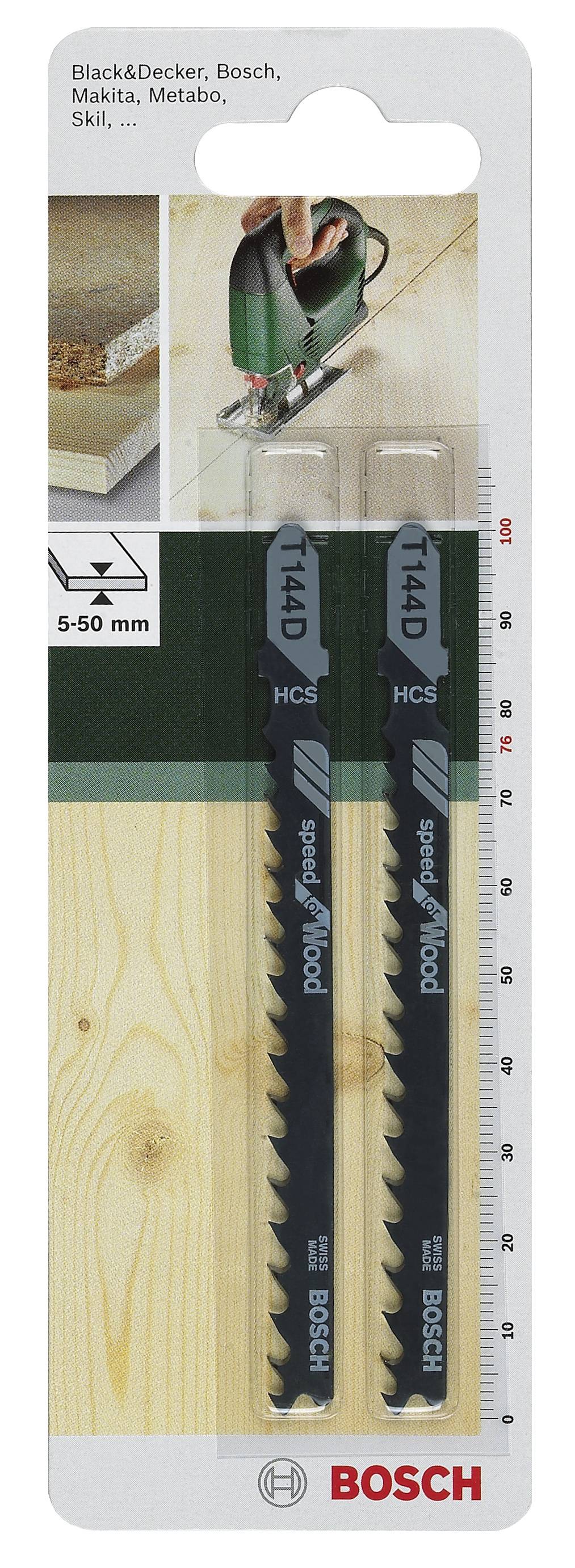 Bosch Accessories 2609256718 Stichsägeblatt HCS, T 144 D Speed for Wood 2St.