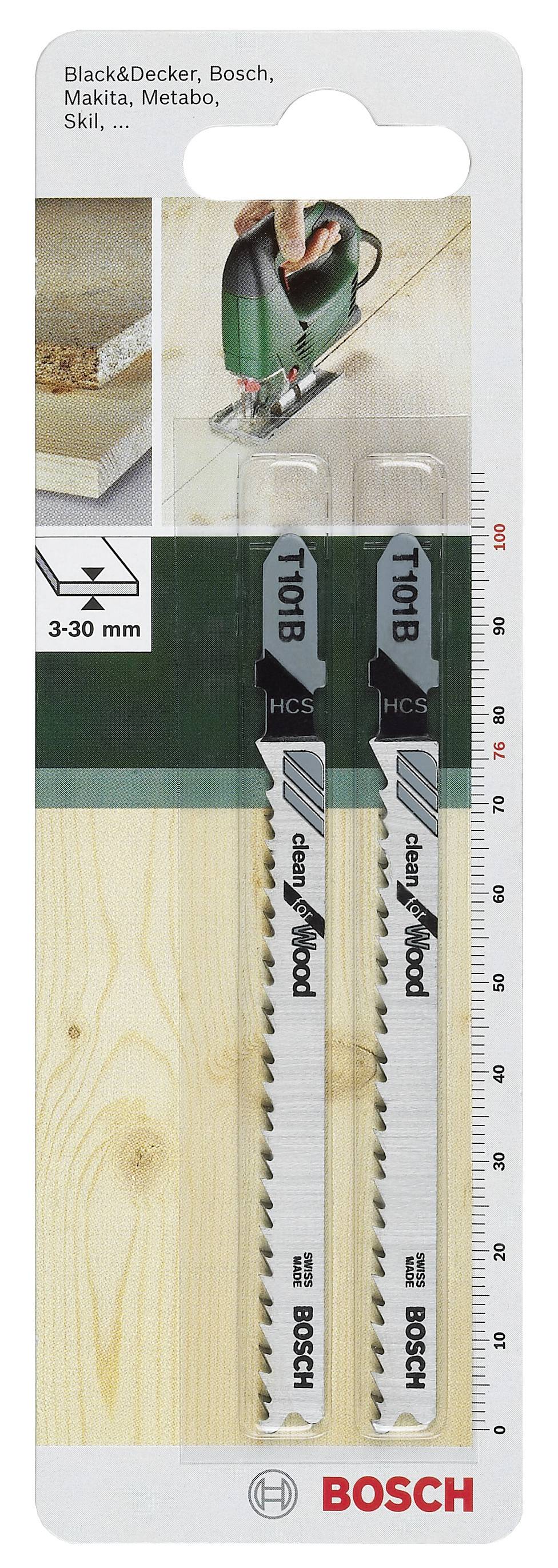 Bosch Accessories 2609256721 Stichsägeblatt HCS, T 101 B Clean for Wood 2St.