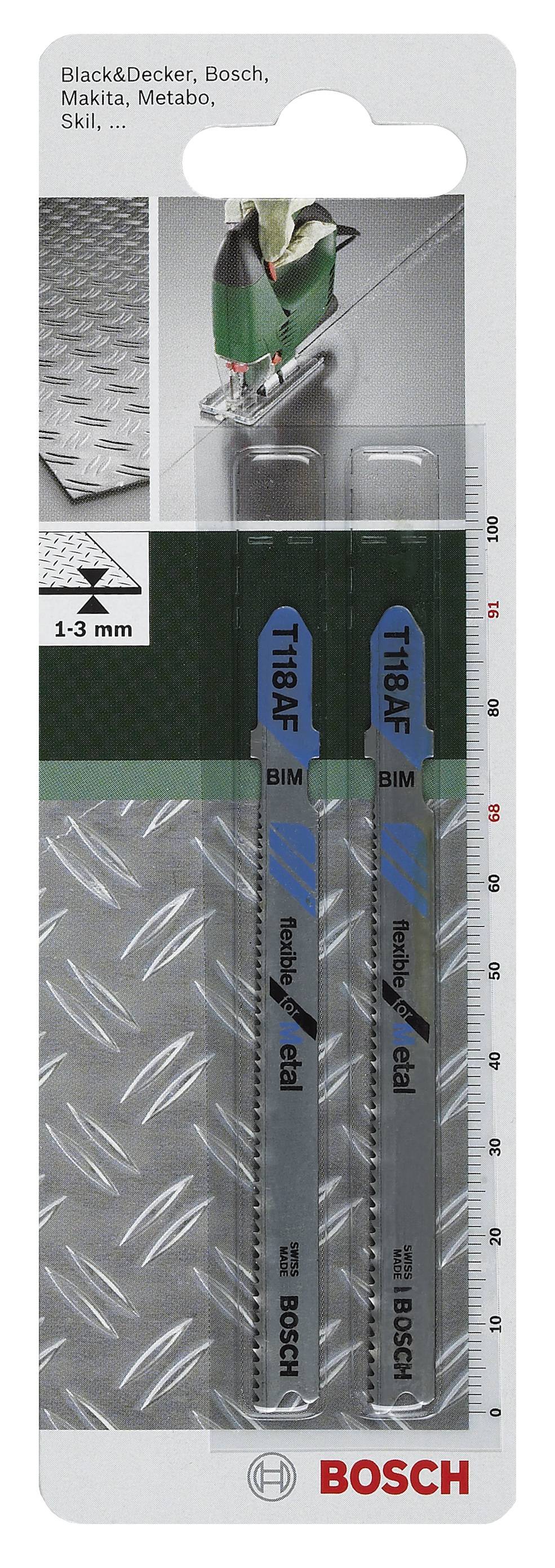 Bosch Accessories 2609256733 Stichsägeblatt Bimetall, T 118 AF Flexible for Metal 2 St.
