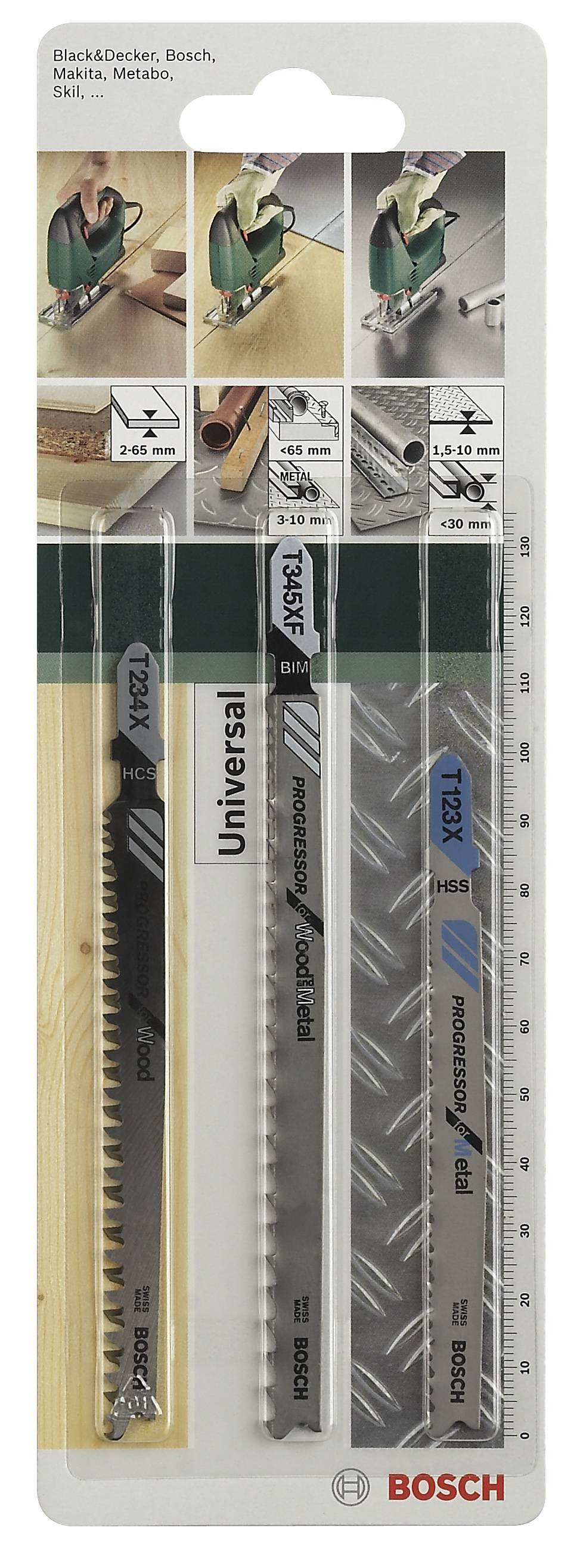 Bosch Accessories 2609256743 3tlg. Stichsägeblatt-Set Progressor T-Schaft T 123 X; T 234 X; T 345 XF 3St.