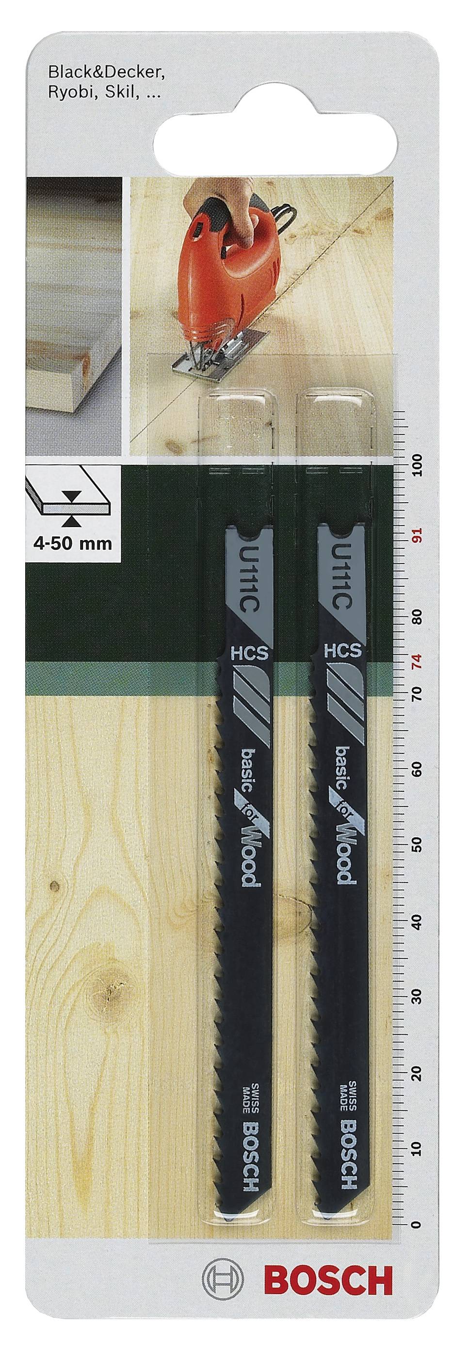 Bosch Accessories 2609256755 Stichsägeblatt HCS, U 111 C Basic for Wood 2St.