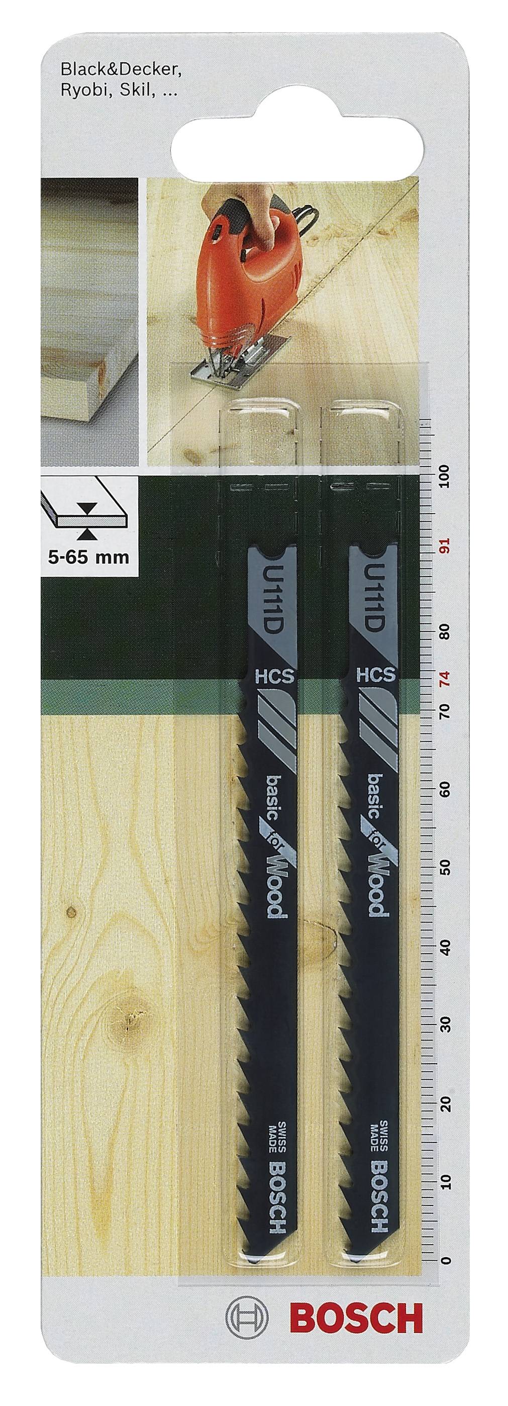 Bosch Accessories 2609256756 Stichsägeblatt HCS, U 111 D Basic for Wood 2St.