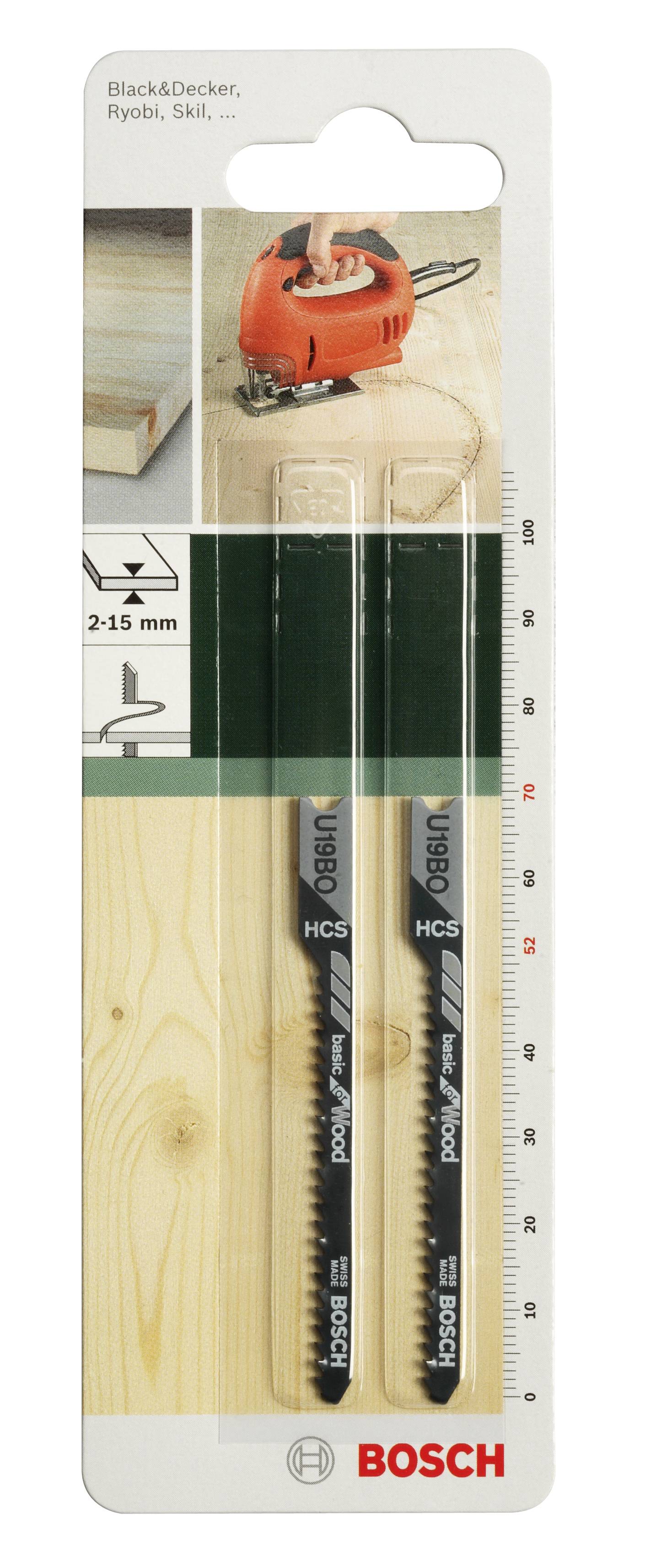 Bosch Accessories 2609256757 Stichsägeblatt HCS, U 19 BO Basic for Wood 2St.