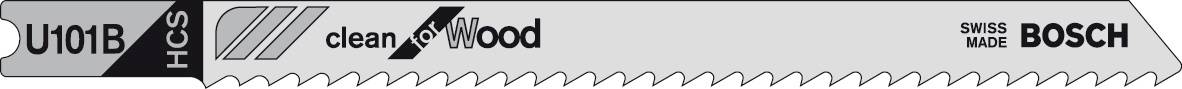 Bosch Accessories 2609256759 Stichsägeblatt HCS, U 101 B Clean for Wood 2St.
