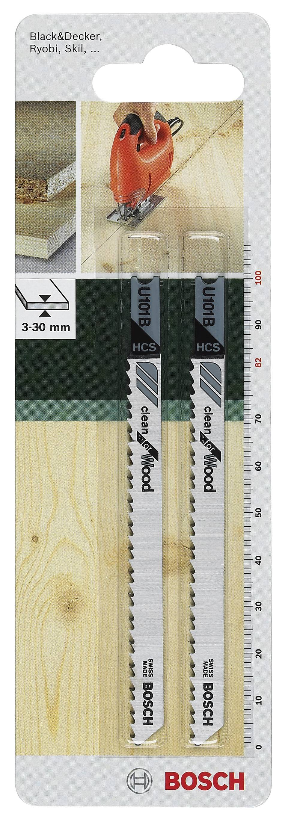 Bosch Accessories 2609256759 Stichsägeblatt HCS, U 101 B Clean for Wood 2St.