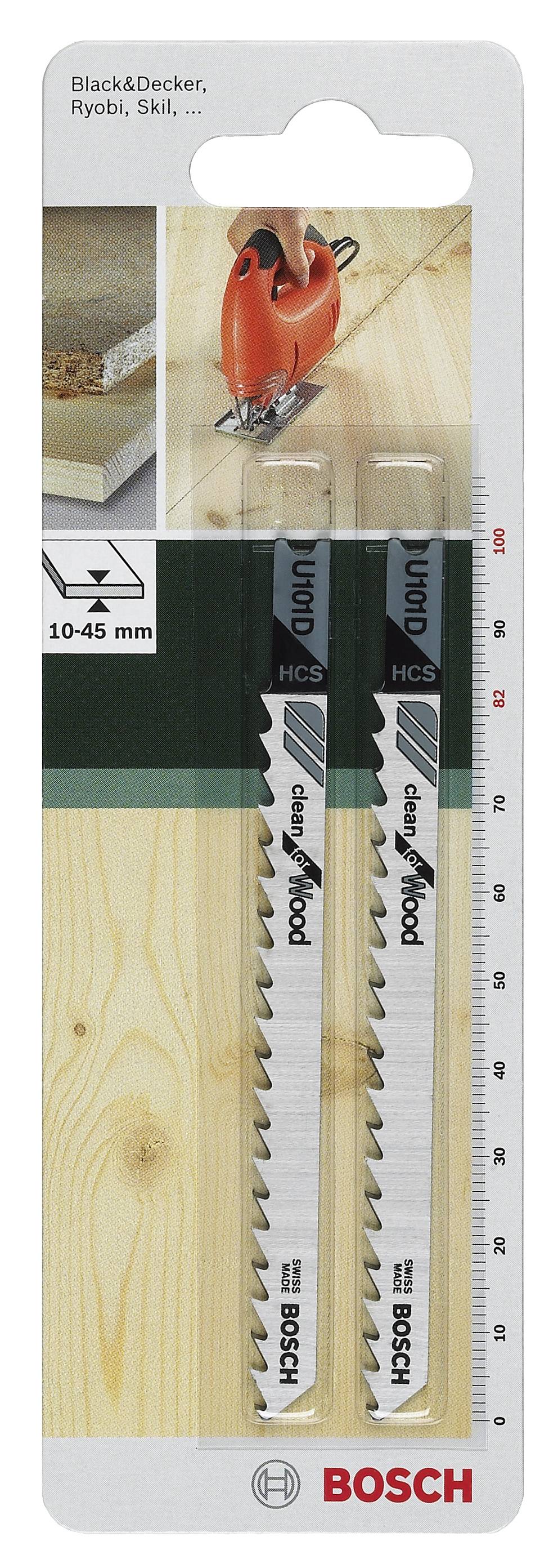 Bosch Accessories 2609256760 Stichsägeblatt HCS, U 101 D Clean for Wood 2St.