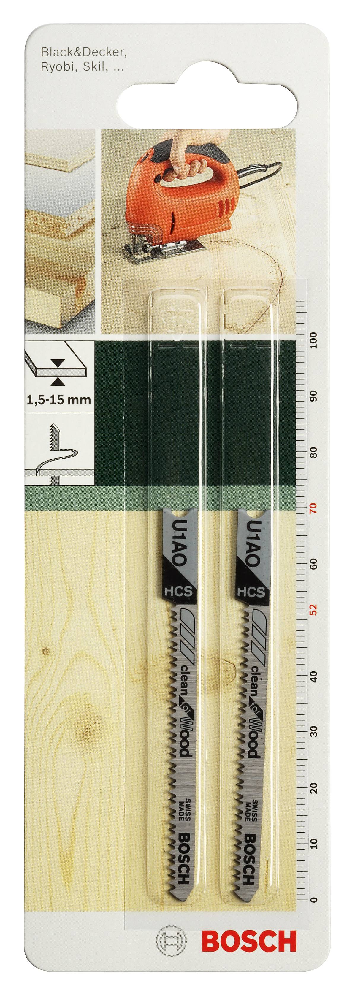 Bosch Accessories 2609256761 Stichsägeblatt HCS, U 1 AO Clean for Wood 2St.