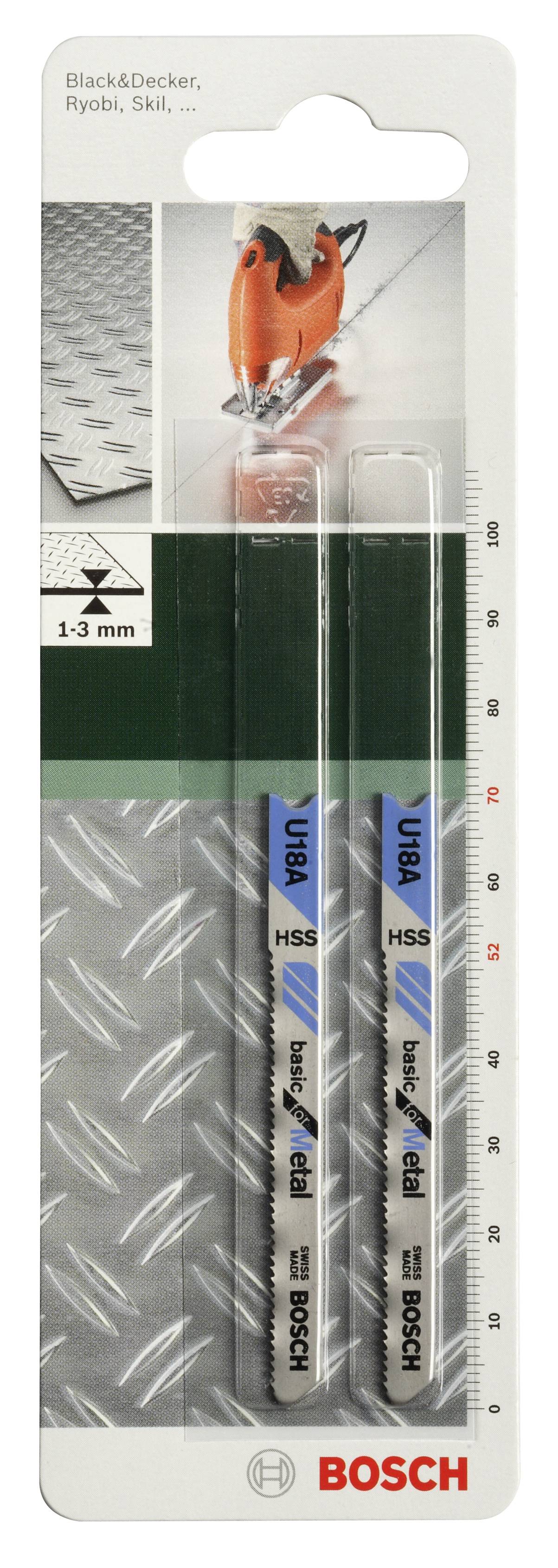 Bosch Accessories 2609256765 Stichsägeblatt HSS, U 18A Basic for Metal 2St.