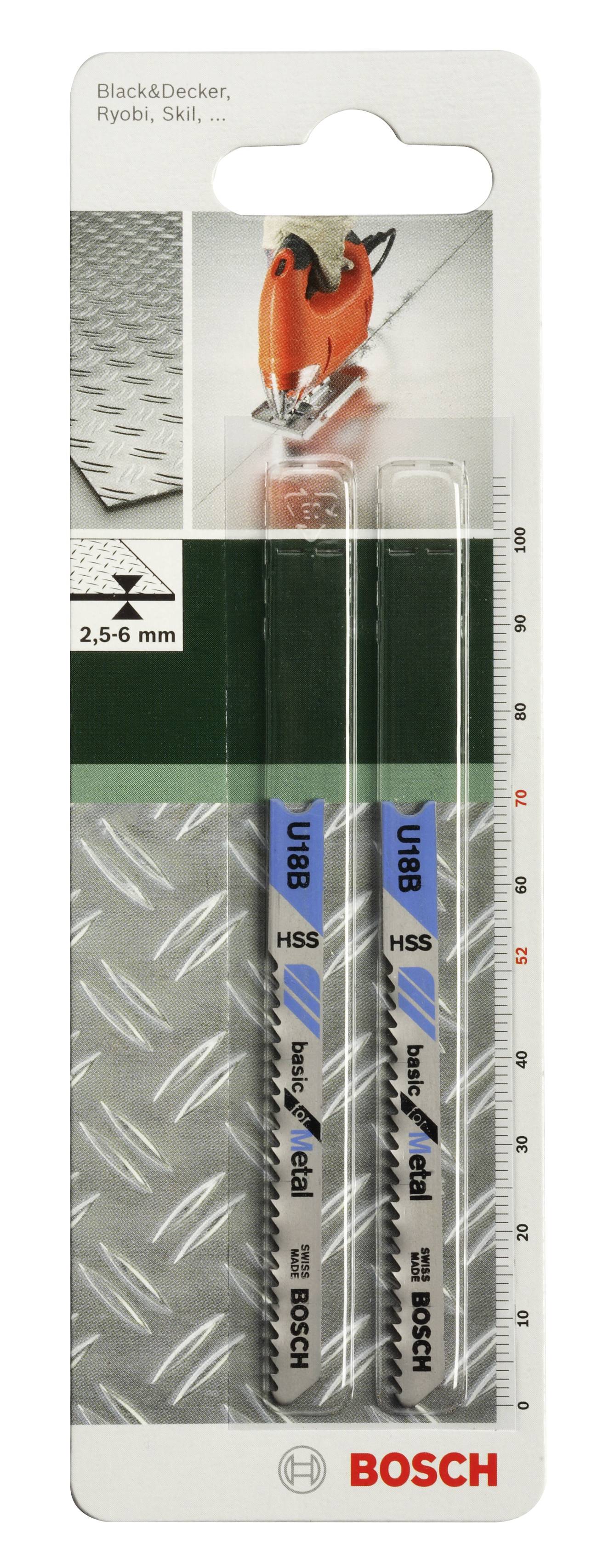 Bosch Accessories 2609256766 Stichsägeblatt HSS, U 18 B Basic for Metal 2St.