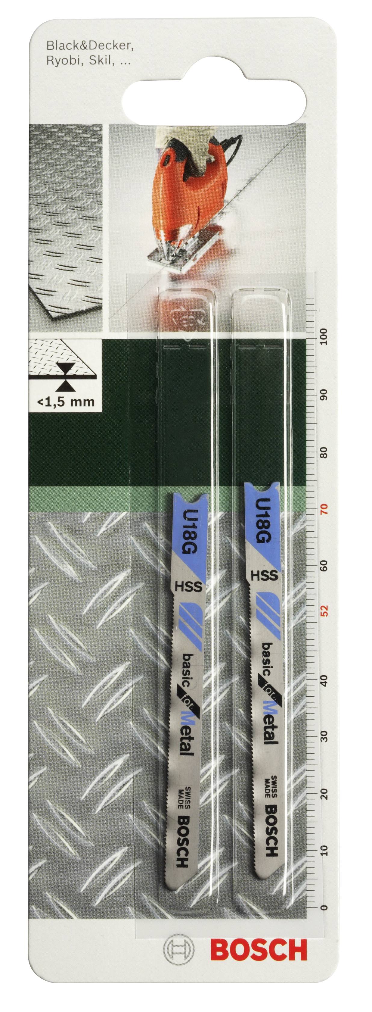 Bosch Accessories 2609256767 Stichsägeblatt HSS, U 18G Basic for Metal 2St.