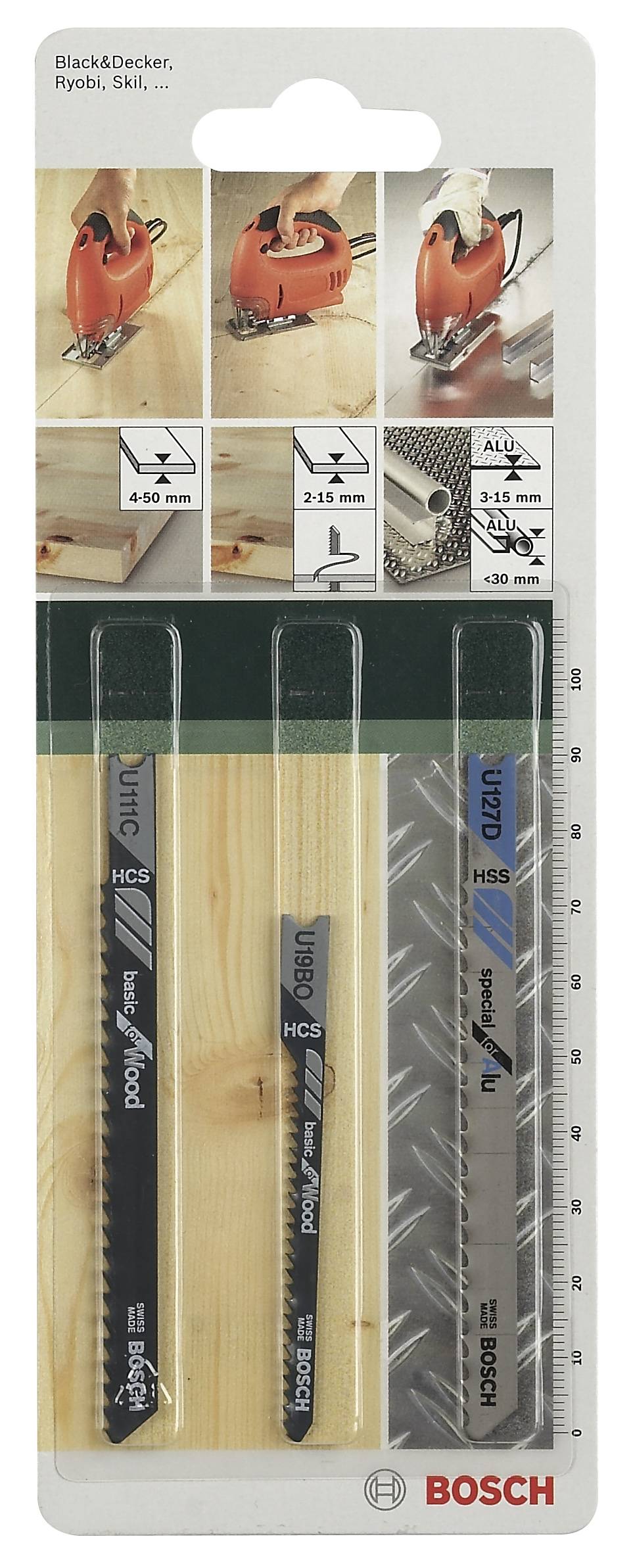 Bosch Accessories 2609256774 3tlg. Stichsägeblatt-Set U-Schaft U 111 C; U 19 BO; U 127 D 3St.