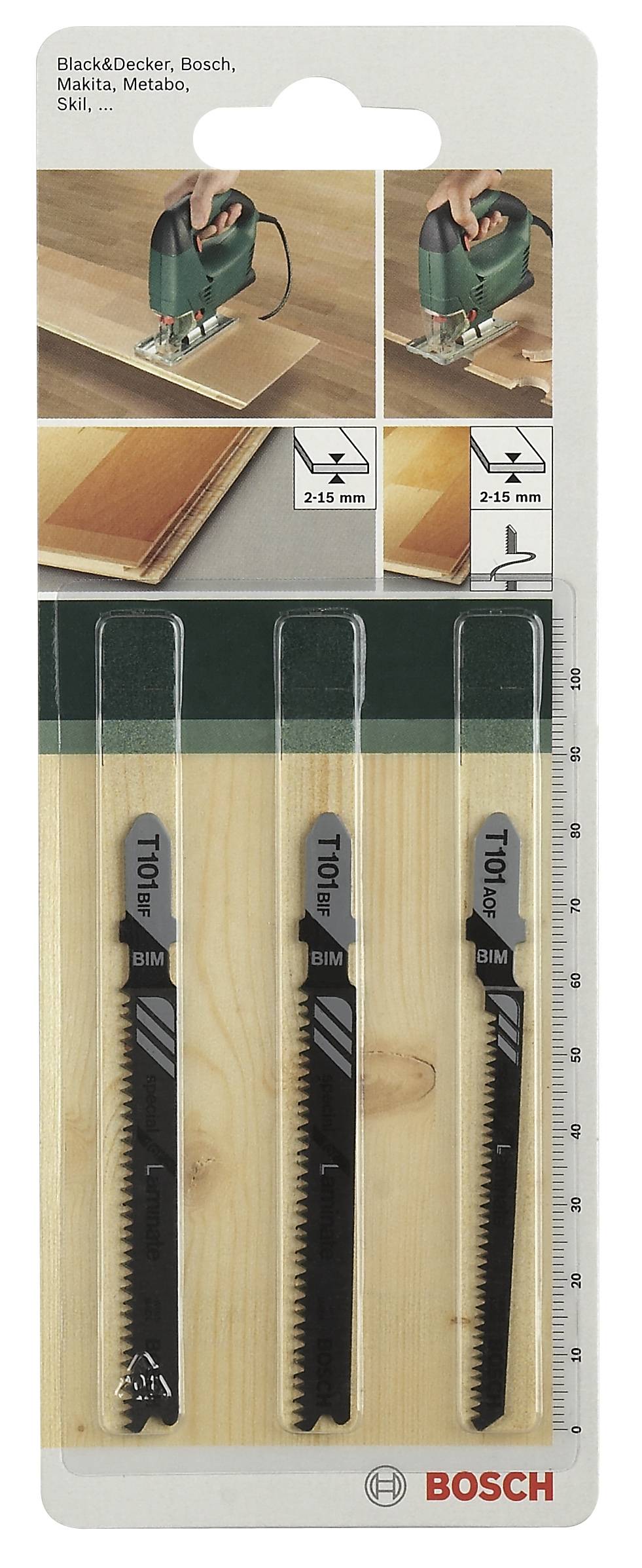 Bosch Accessories 2609256788 3tlg. Stichsägeblatt-Set T-Schaft T 101 BIF (2x); T 101 AOF 3St.