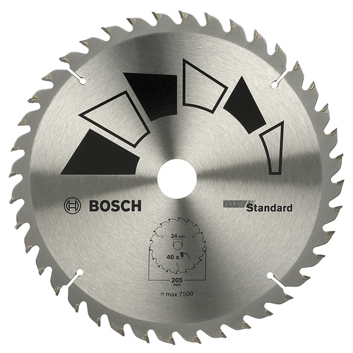Bosch Accessories Standard 2609256822 Hartmetall Kreissägeblatt 205 x 24mm Zähneanzahl: 40 1St.
