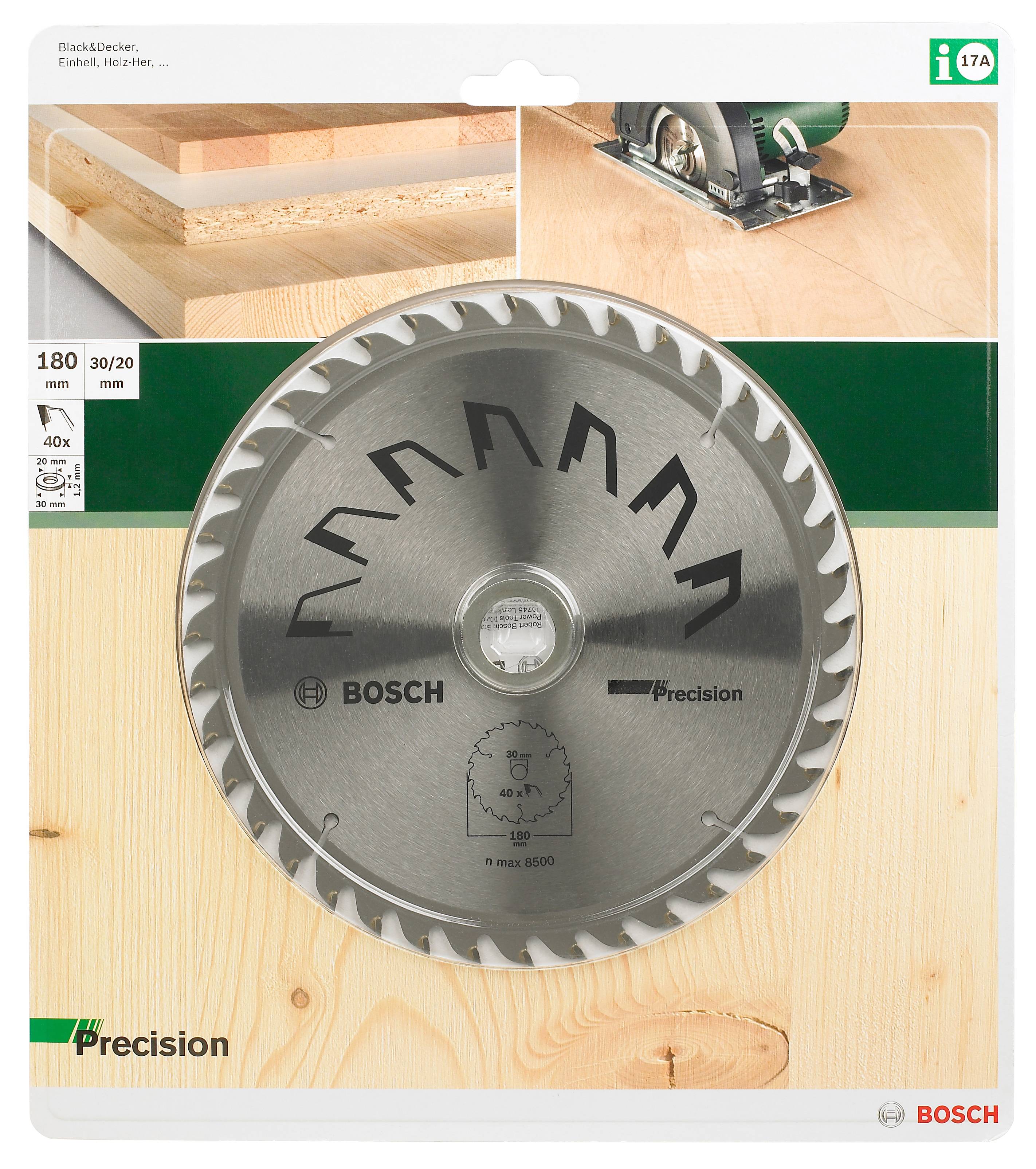 Bosch Accessories Precision 2609256861 Hartmetall Kreissägeblatt 180 x 30mm Zähneanzahl: 40 1St.