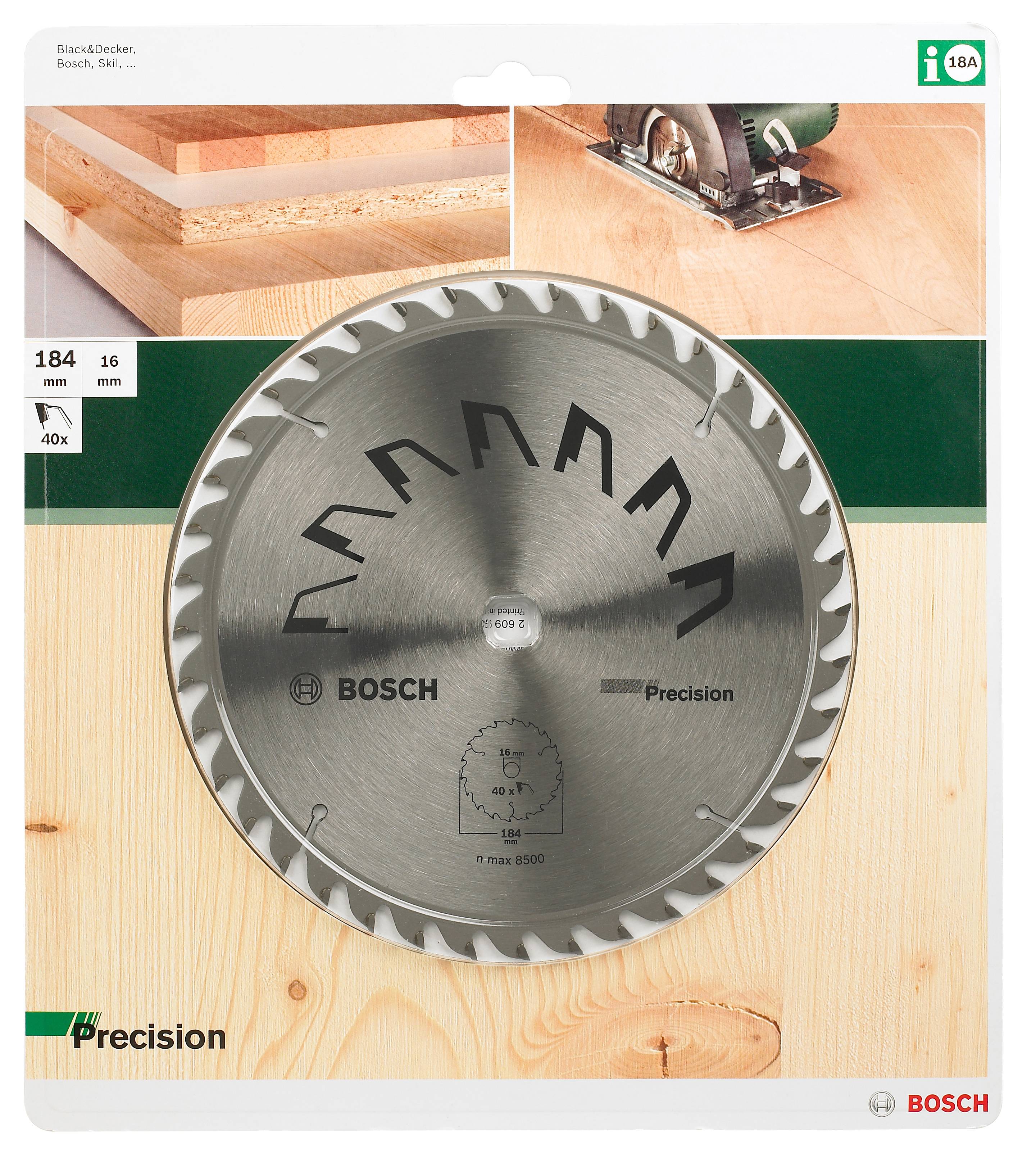 Bosch Accessories Precision 2609256864 Hartmetall Kreissägeblatt 184 x 16mm Zähneanzahl: 40 1St.