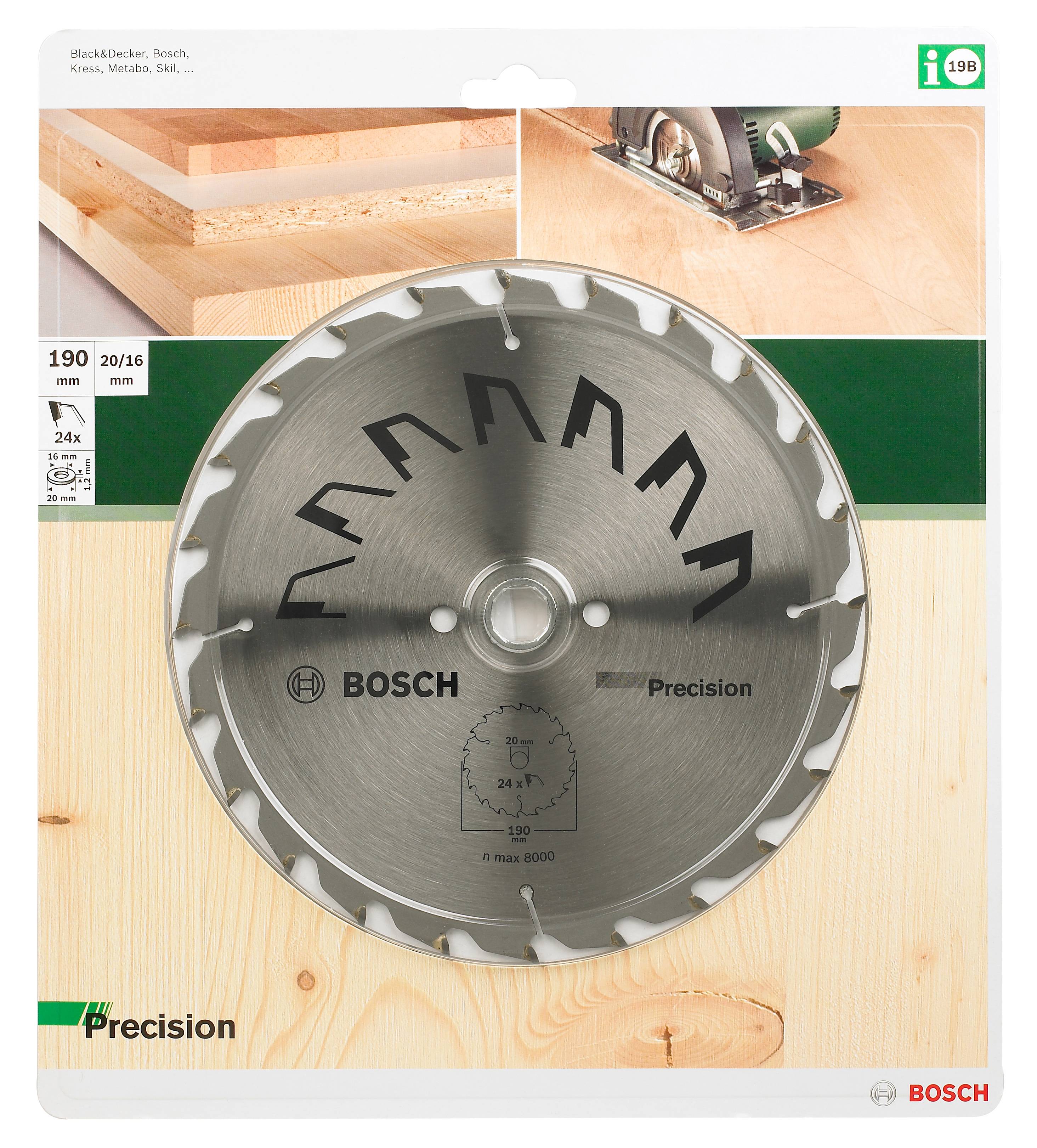 Bosch Accessories Precision 2609256866 Hartmetall Kreissägeblatt 190 x 20mm Zähneanzahl: 24 1St.
